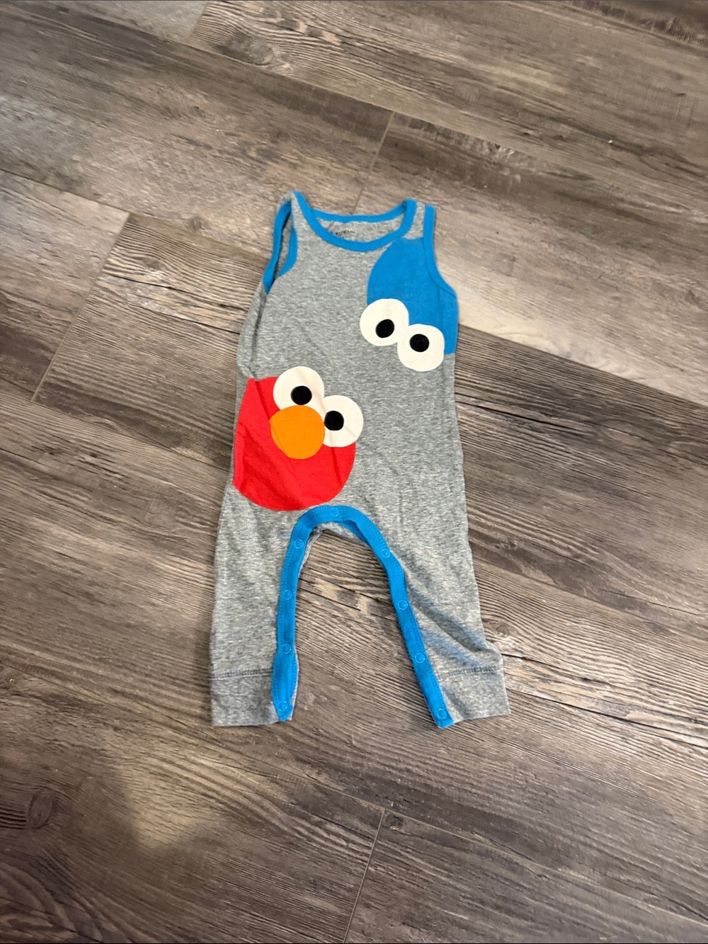 Sesame Street‎ Grey Tank Romper with Elmo & Cookie Monster Appliqué